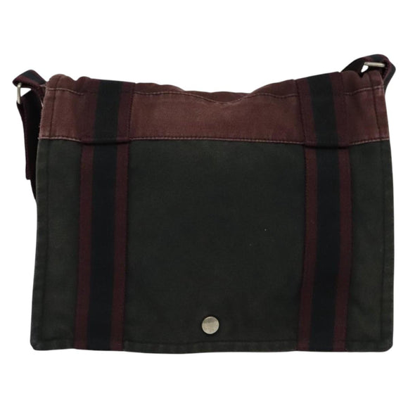 HERMES Fourre Tout Bassas PM Shoulder Bag Canvas Bordeaux Auth bs25851