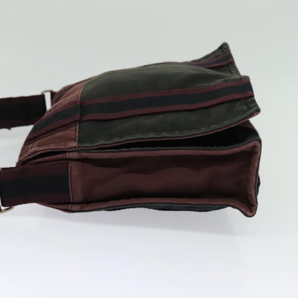 HERMES Fourre Tout Bassas PM Shoulder Bag Canvas Bordeaux Auth bs25851