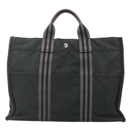 HERMES Fourre Tout MM Hand Bag Canvas Black Auth bs25852 - 0