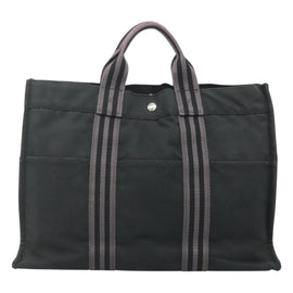 HERMES Fourre Tout MM Hand Bag Canvas Black Auth bs25852 - 0