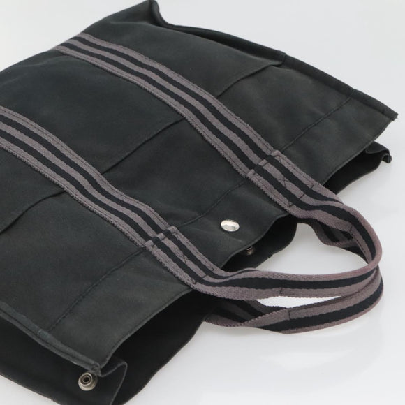 HERMES Fourre Tout MM Hand Bag Canvas Black Auth bs25852