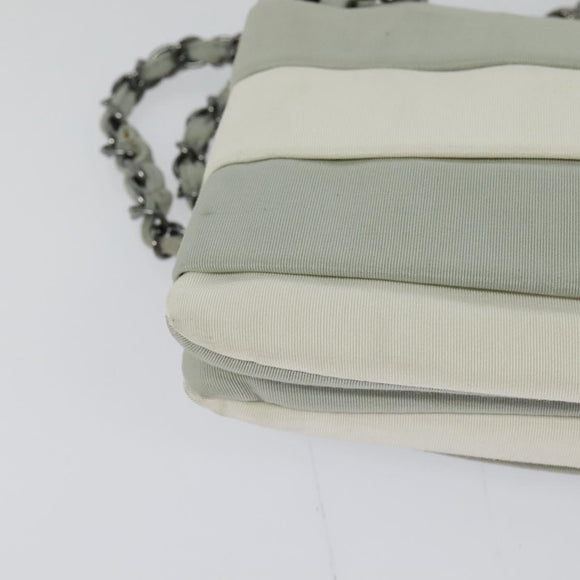 CHANEL Chain Shoulder Bag Nylon Gray CC Auth bs25857