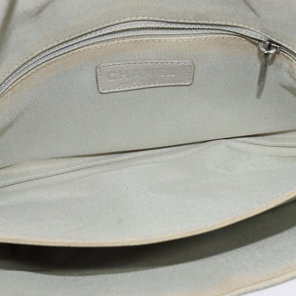 CHANEL Chain Shoulder Bag Nylon Gray CC Auth bs25857