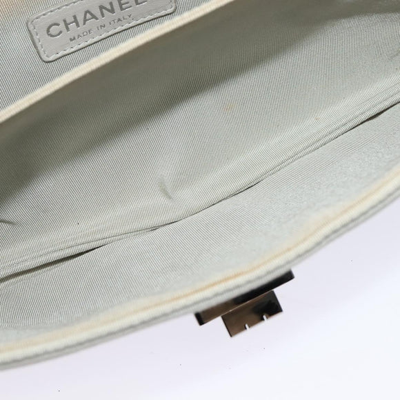 CHANEL Chain Shoulder Bag Nylon Gray CC Auth bs25857