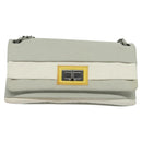 CHANEL Chain Shoulder Bag Nylon Gray CC Auth bs25857-13
