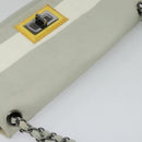 CHANEL Chain Shoulder Bag Nylon Gray CC Auth bs25857-6