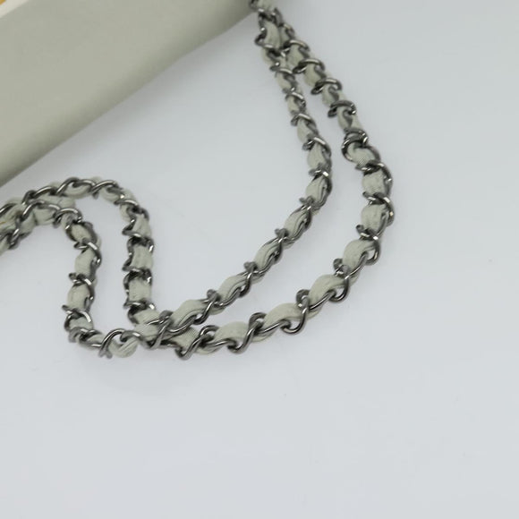 CHANEL Chain Shoulder Bag Nylon Gray CC Auth bs25857