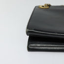 CHANEL Chain Hand Bag Leather Black Gold CC Auth bs25858-9