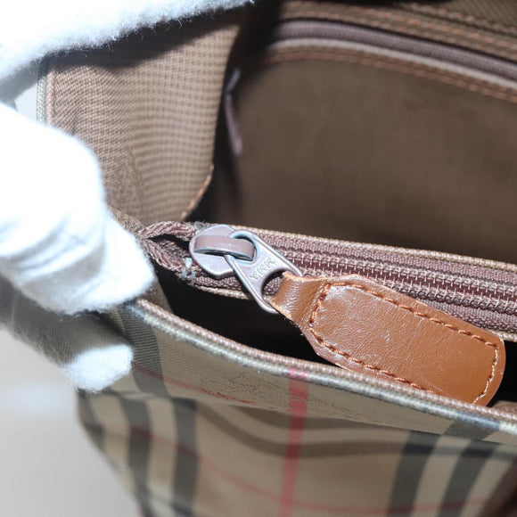 Burberrys Nova Check Shoulder Bag Canvas Beige Auth bs25867