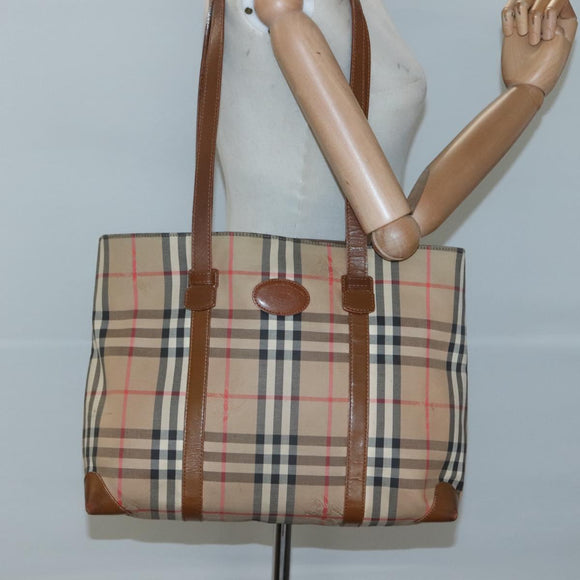Burberrys Nova Check Shoulder Bag Canvas Beige Auth bs25867