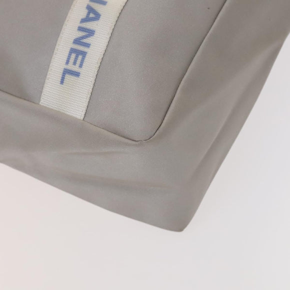 CHANEL Sports Line Tote Bag Nylon Gray Silver CC Auth bs25879