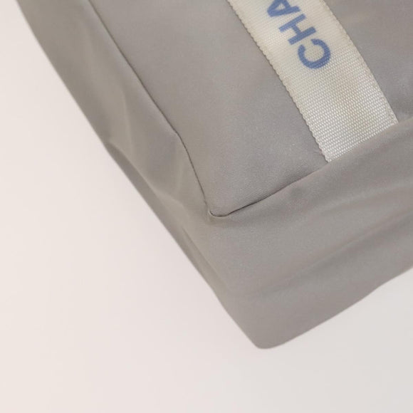 CHANEL Sports Line Tote Bag Nylon Gray Silver CC Auth bs25879