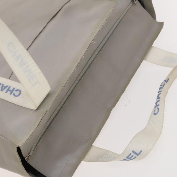 CHANEL Sports Line Tote Bag Nylon Gray Silver CC Auth bs25879