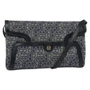 BALENCIAGA BB Shoulder Bag Canvas Navy Gold Auth bs25889-1