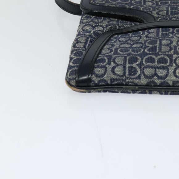 BALENCIAGA BB Shoulder Bag Canvas Navy Gold Auth bs25889