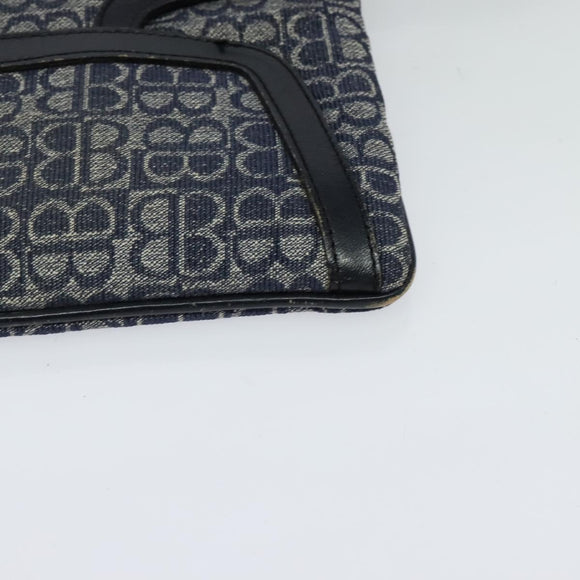 BALENCIAGA BB Shoulder Bag Canvas Navy Gold Auth bs25889