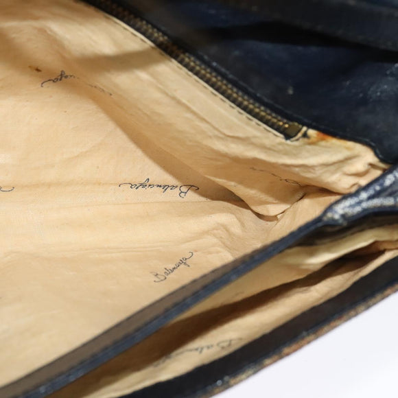 BALENCIAGA BB Shoulder Bag Canvas Navy Gold Auth bs25889