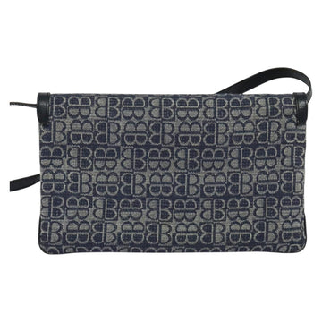 BALENCIAGA BB Shoulder Bag Canvas Navy Gold Auth bs25889 - 0