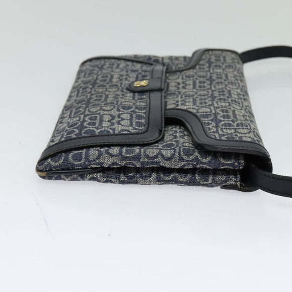 BALENCIAGA BB Shoulder Bag Canvas Navy Gold Auth bs25889
