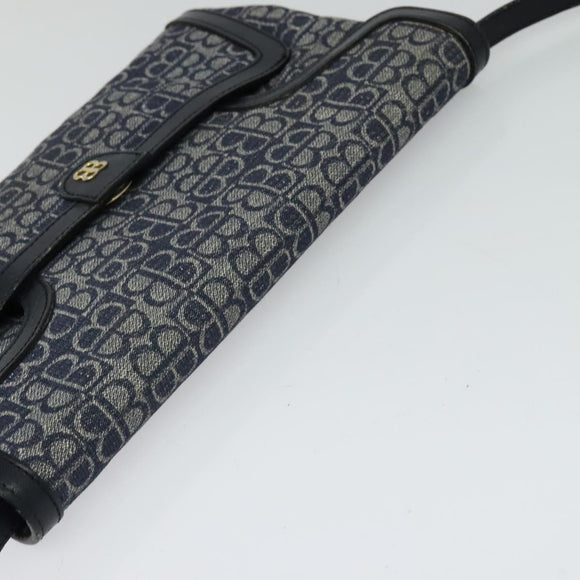 BALENCIAGA BB Shoulder Bag Canvas Navy Gold Auth bs25889