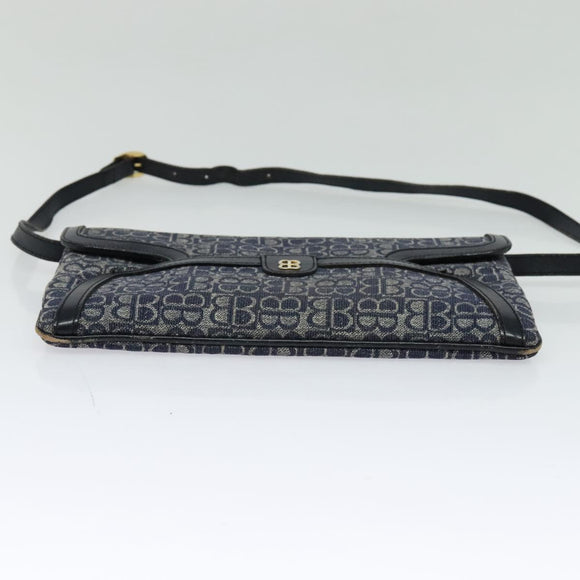 BALENCIAGA BB Shoulder Bag Canvas Navy Gold Auth bs25889