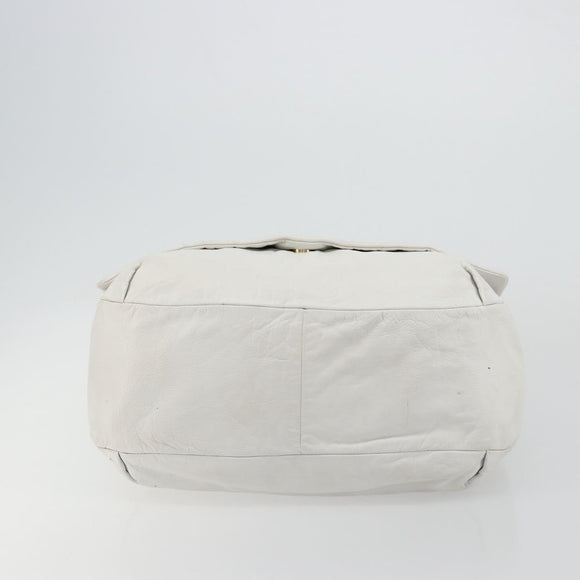 LOEWE Shoulder Bag Leather White Gold Auth bs25892