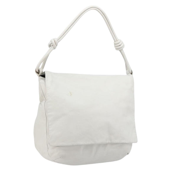 LOEWE Shoulder Bag Leather White Gold Auth bs25892