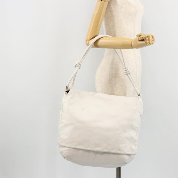 LOEWE Shoulder Bag Leather White Gold Auth bs25892