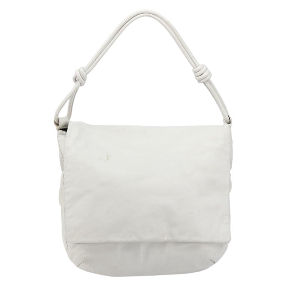 LOEWE Shoulder Bag Leather White Gold Auth bs25892