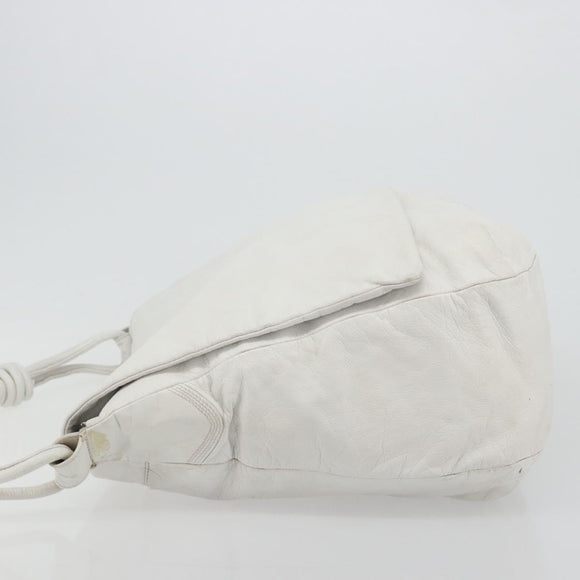 LOEWE Shoulder Bag Leather White Gold Auth bs25892