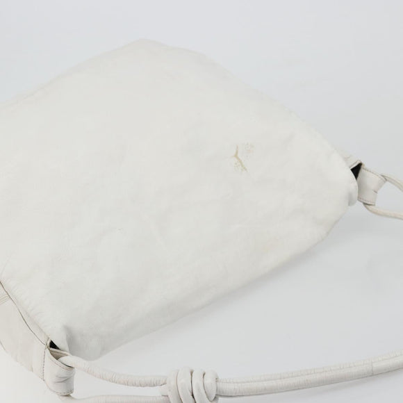 LOEWE Shoulder Bag Leather White Gold Auth bs25892