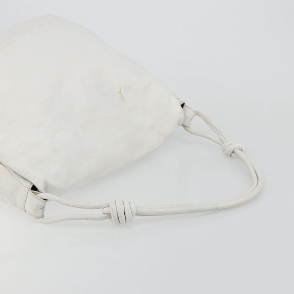 LOEWE Shoulder Bag Leather White Gold Auth bs25892