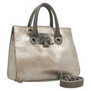 Jimmy Choo Hand Bag Leather 2way Silver Auth bs25894-1