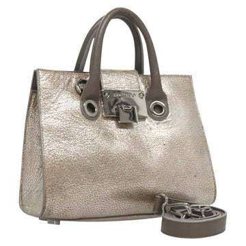 Jimmy Choo Hand Bag Leather 2way Silver Auth bs25894