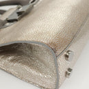 Jimmy Choo Hand Bag Leather 2way Silver Auth bs25894-10