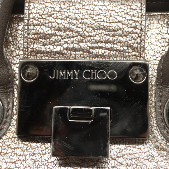 Jimmy Choo Hand Bag Leather 2way Silver Auth bs25894