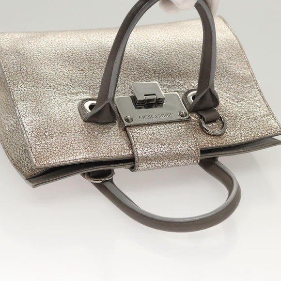 Jimmy Choo Hand Bag Leather 2way Silver Auth bs25894