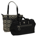 Coach Signature Bag Nylon Canvas 2Set Black Gray Auth bs25898-1