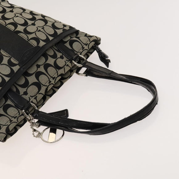 Coach Signature Bag Nylon Canvas 2Set Black Gray Auth bs25898