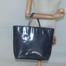 PRADA Hand Bag Enamel Navy Silver Auth bs25904-21