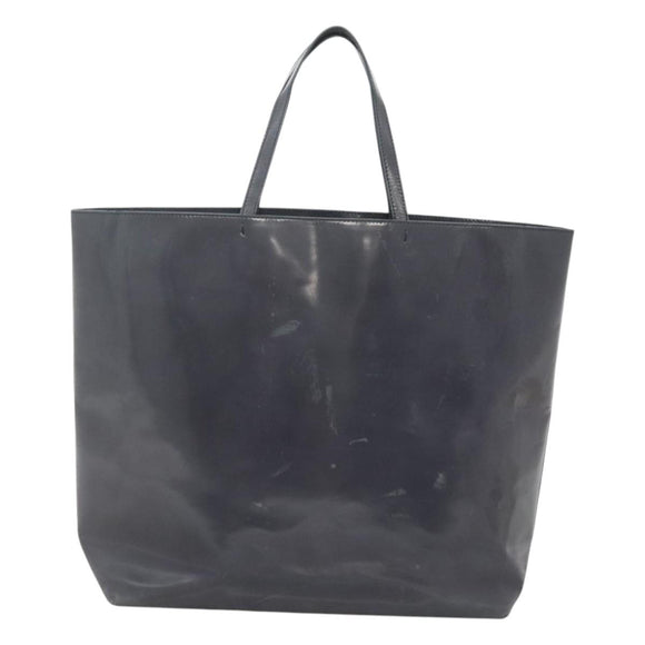 PRADA Hand Bag Enamel Navy Silver Auth bs25904