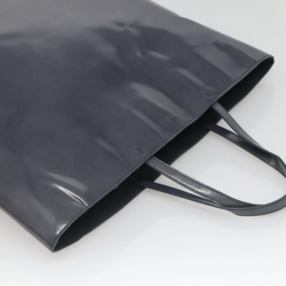PRADA Hand Bag Enamel Navy Silver Auth bs25904