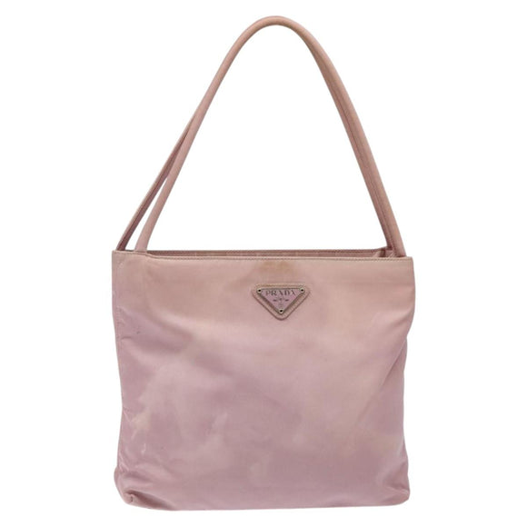 PRADA Shoulder Bag Nylon Pink Silver Auth bs25907