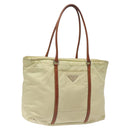 PRADA Shoulder Bag Nylon Beige Silver Auth bs25909-1