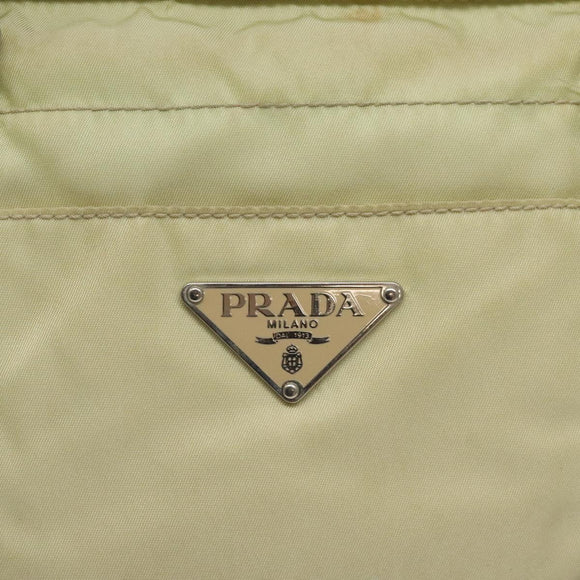 PRADA Shoulder Bag Nylon Beige Silver Auth bs25909