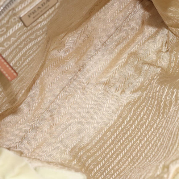 PRADA Shoulder Bag Nylon Beige Silver Auth bs25909