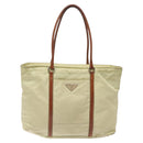 PRADA Shoulder Bag Nylon Beige Silver Auth bs25909-2