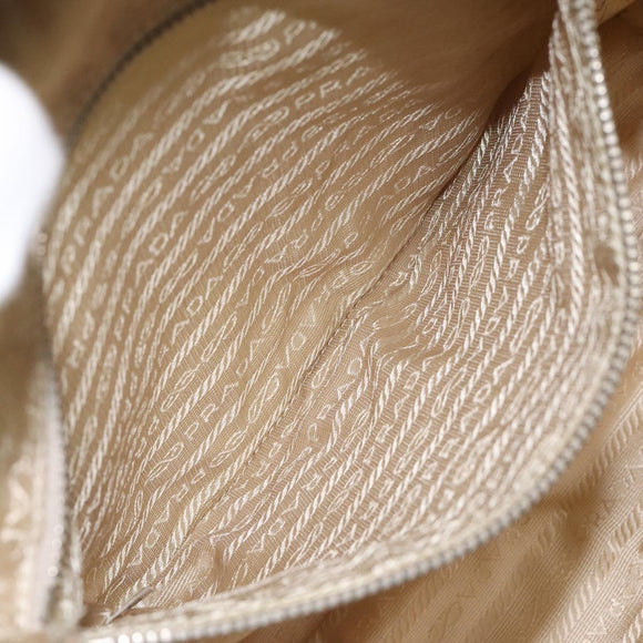 PRADA Shoulder Bag Nylon Beige Silver Auth bs25909