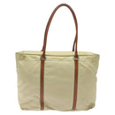 PRADA Shoulder Bag Nylon Beige Silver Auth bs25909-3