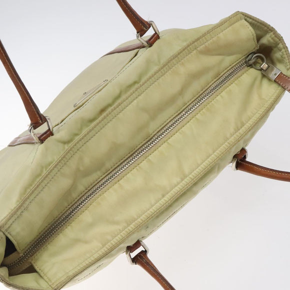 PRADA Shoulder Bag Nylon Beige Silver Auth bs25909